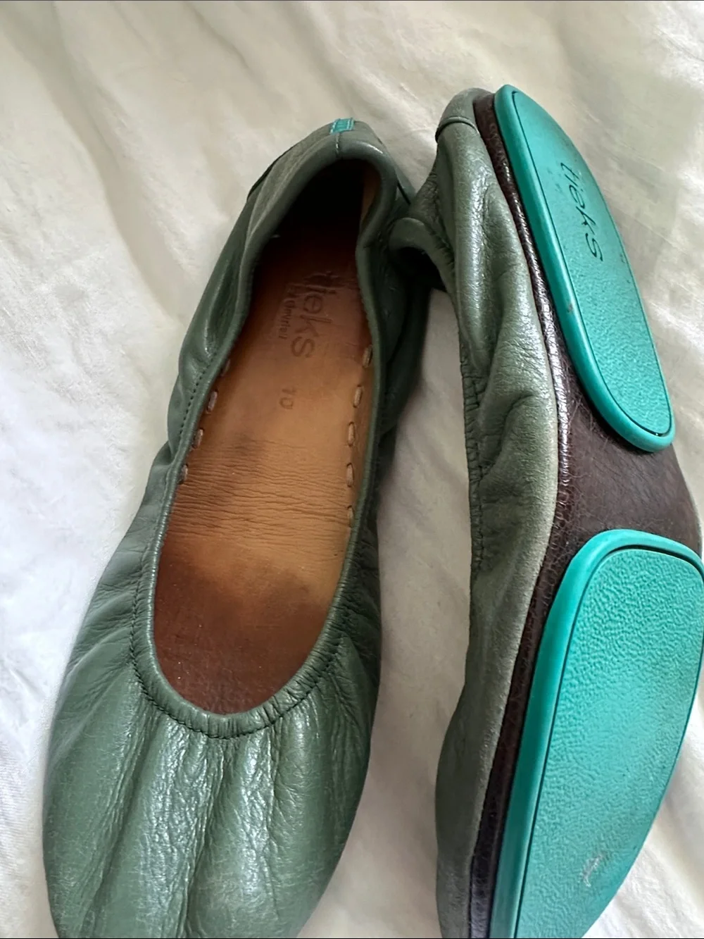 Tieks Green Leather Ballet Flats size 10 - Picture 5 of 8